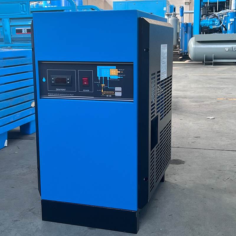 Industrial refrigerated air dryer with digital controls for moisture removal in compressed air systems