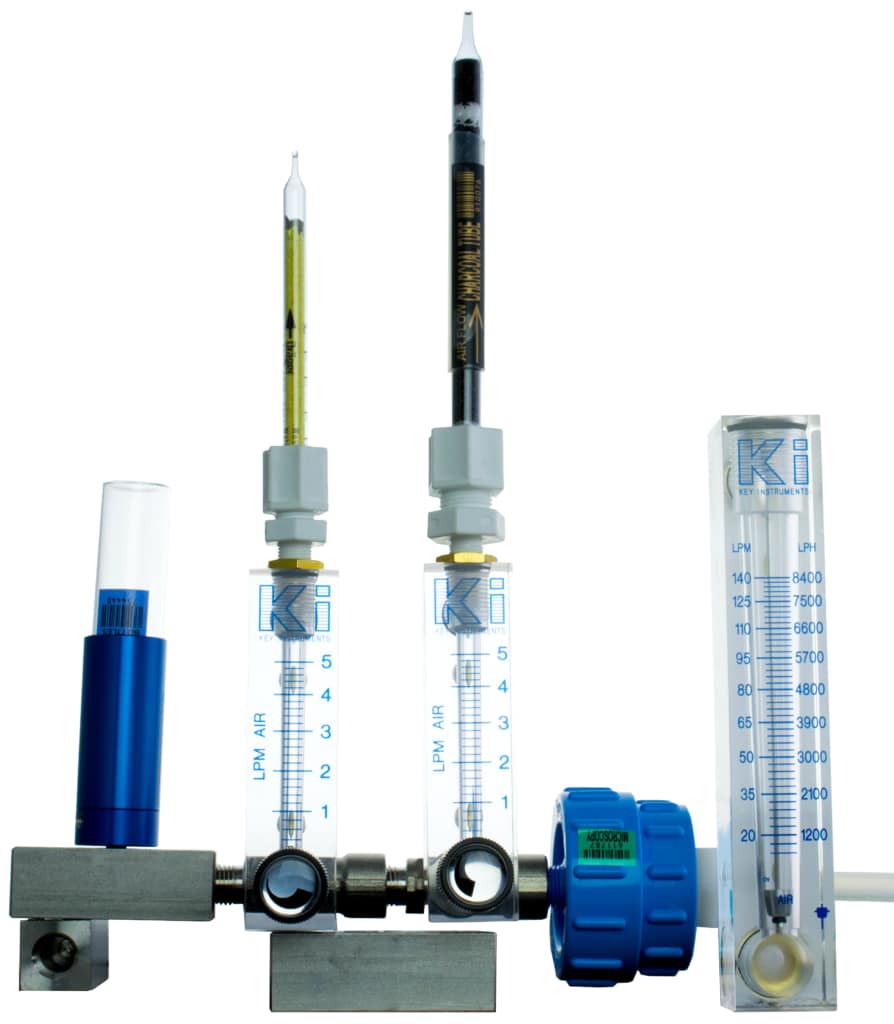 Compressed air flow meters and regulators used in testing and validating compliance with ISO 8573 standards