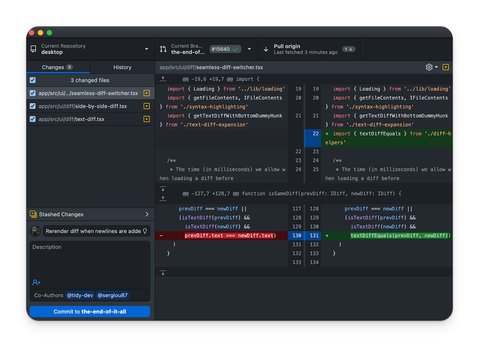 GitHub Desktop Interface