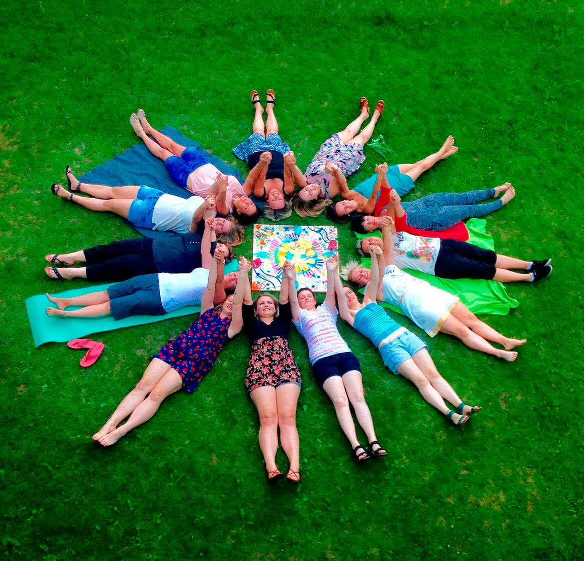 Group team building in circular formation