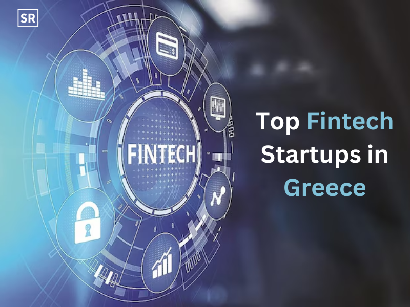 Digital graphic illustrating key fintech concepts and highlighting top fintech startups in Greece