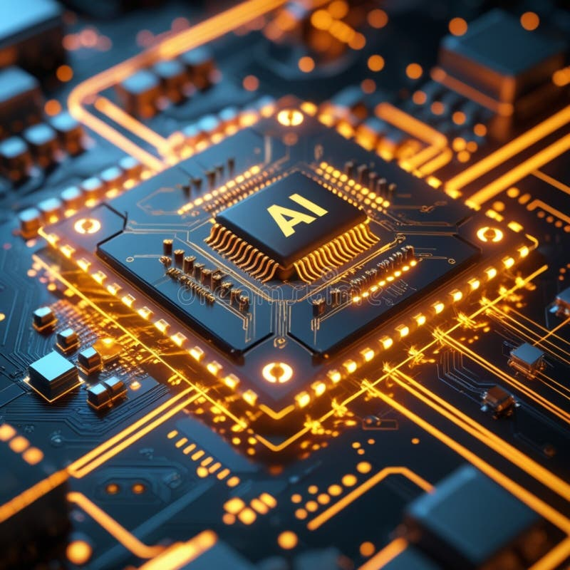 AI microchip on circuit board