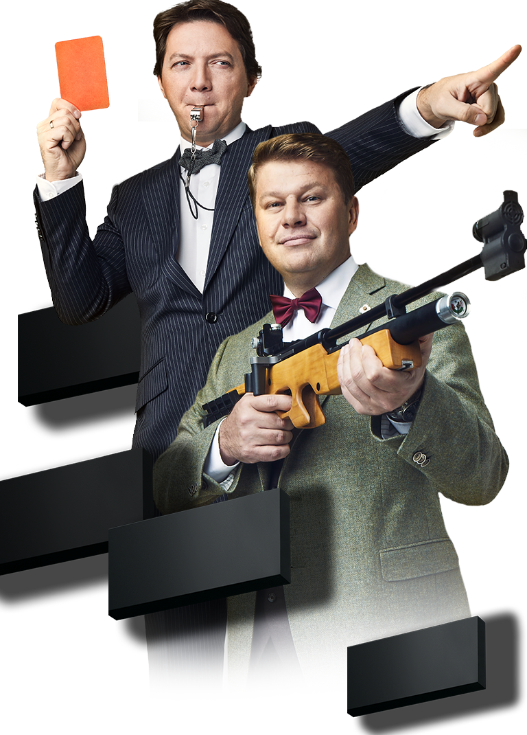 Two formally dressed men representing sports officiating and precision, suitable for illustrating themes in sports journalism
