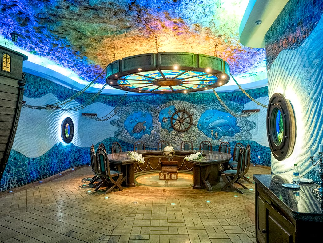 Nautical-themed wine tasting room in the underground Cricova winery cellars, Moldova