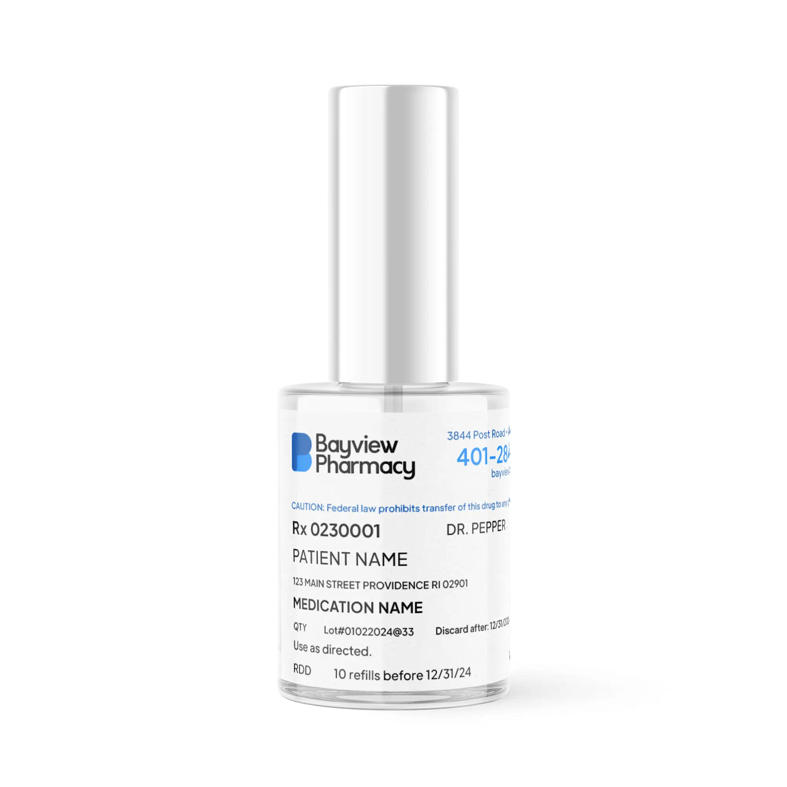 Pharmacy-dispensed topical nail lacquer medication with prescription details on the label