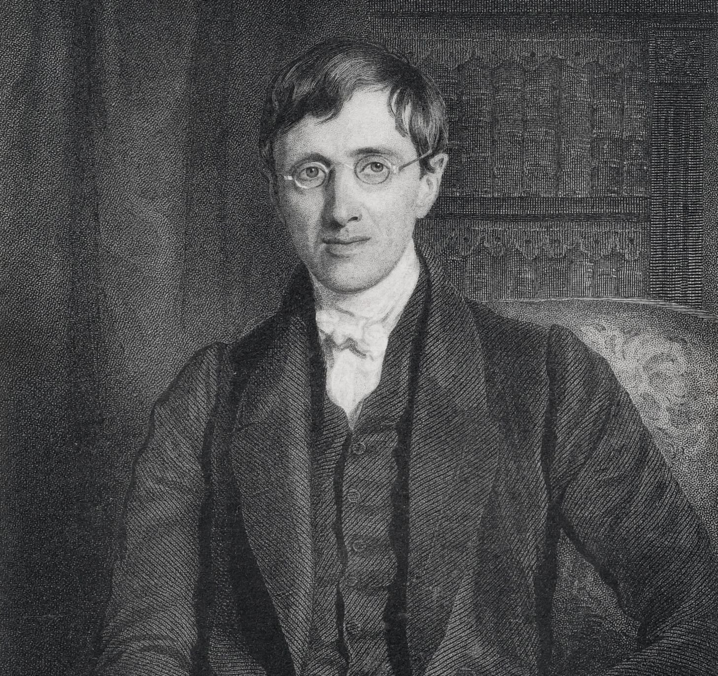 Black-and-white engraved portrait of young John Henry Newman, Anglican priest and scholar at Oxford