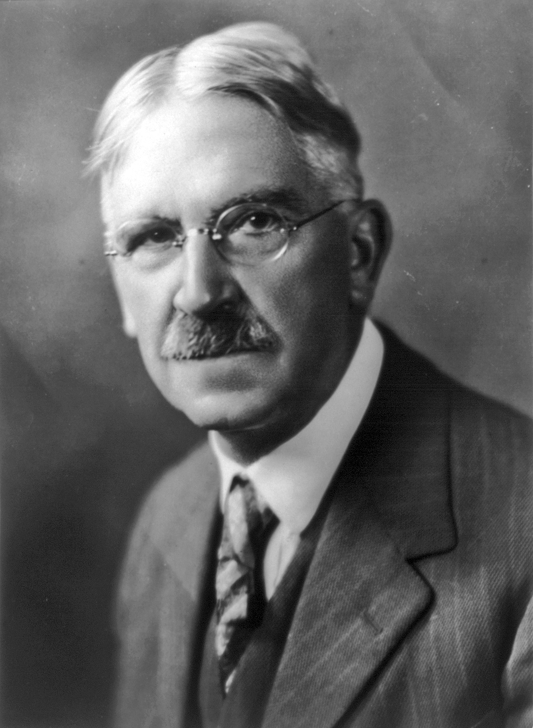 Black and white portrait of John Dewey, Columbia University professor and philosopher, circa 1910s