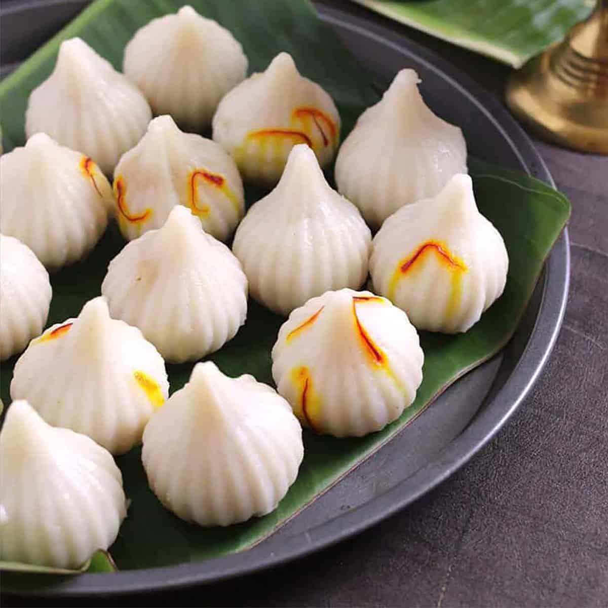 Traditional steamed modak, Lord Ganesha's favorite sweet, served during Ganesh Chaturthi