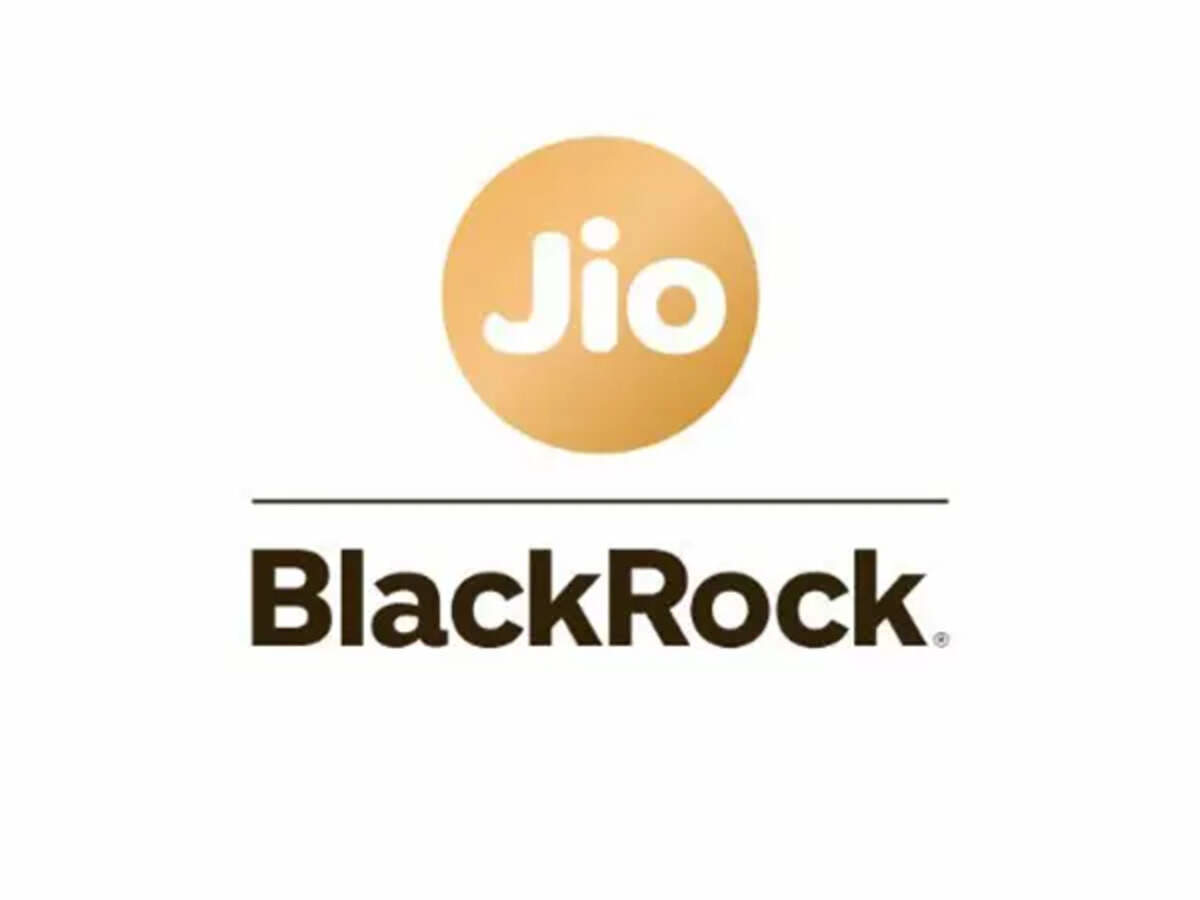 Joint Jio and BlackRock branding highlighting their partnership in financial services and investments
