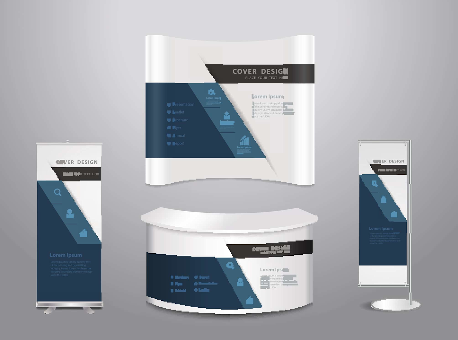 Trade show booth banners and stand designs with a focus on creating eye-catching displays for event venues.