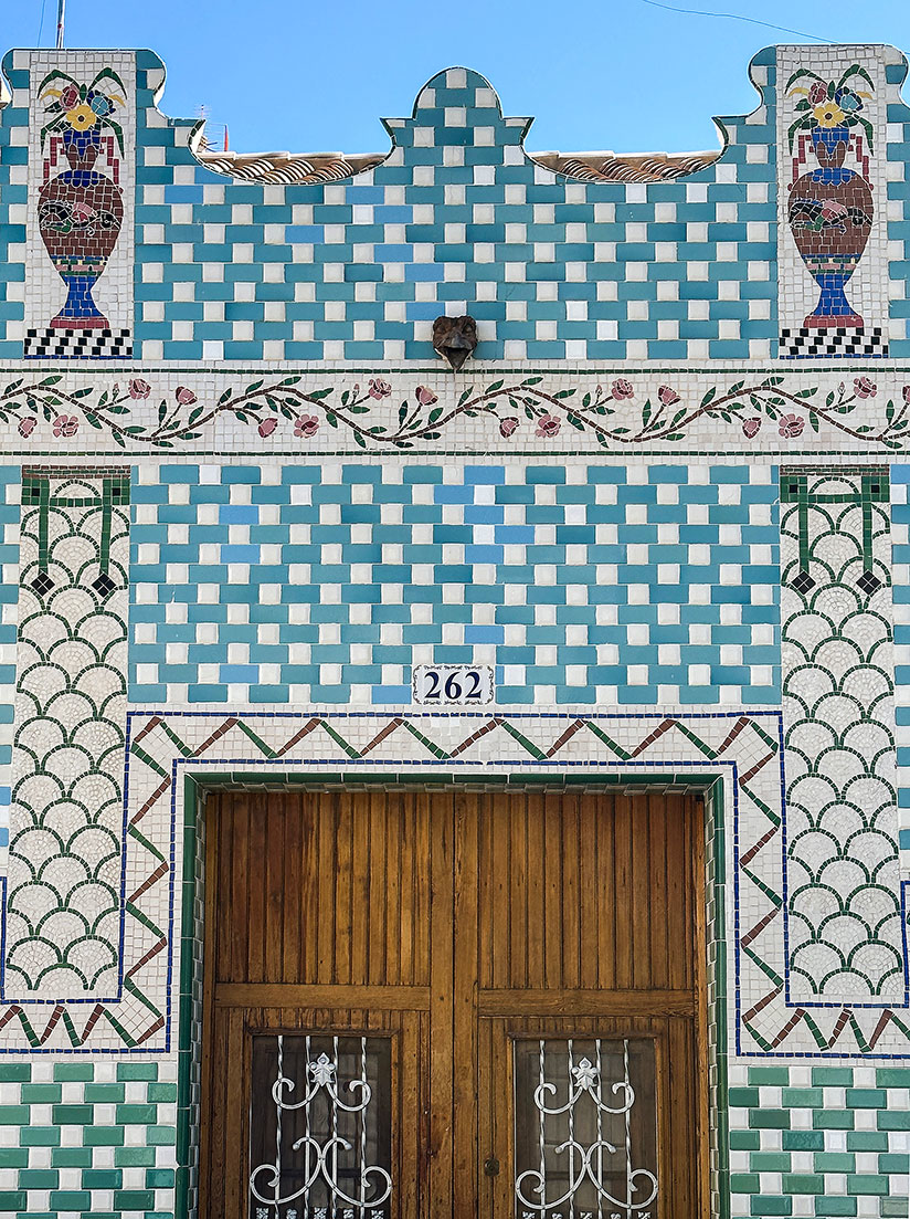 Colorful Tiled Facade With Floral Motifs On A Traditional El Cabanyal House In Valencia