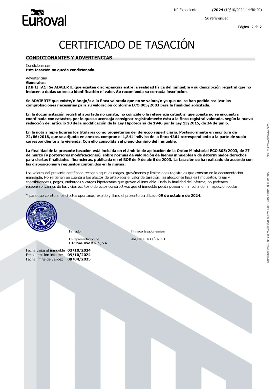 Cómo Valorar Una Vivienda En Valencia Correctamente Para Obtener El Precio Óptimo 6 Official Spanish Real Estate Appraisal Certificate By Euroval With Valuation Conditions And Validity Details