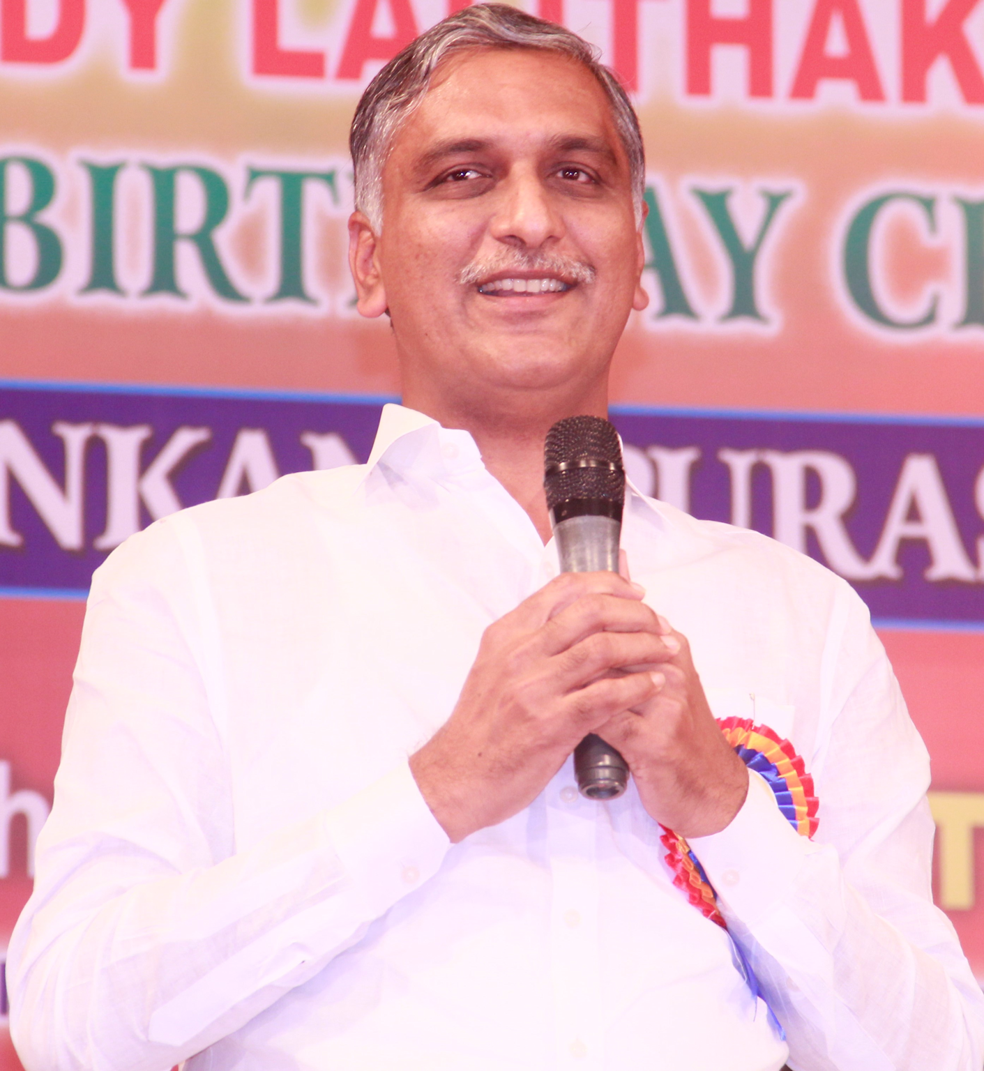 T. Harish Rao speaking at an event, symbolizing his active role in Telangana politics and the Kaleshwaram project discussions