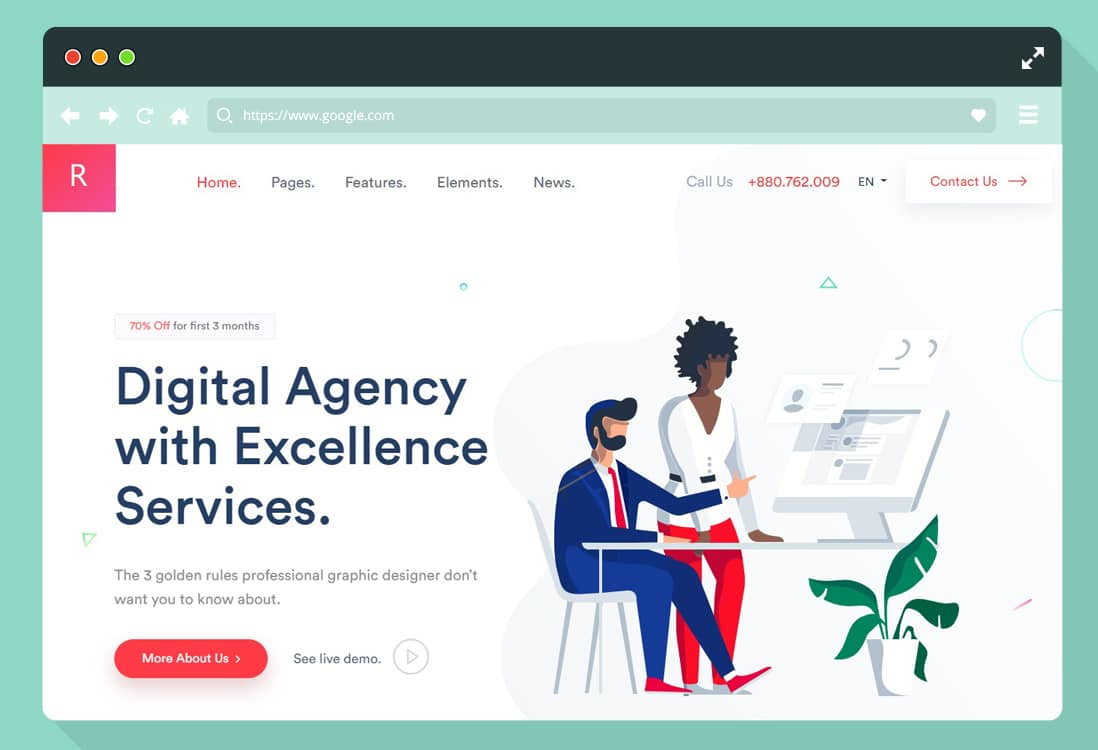 Professional business website design example