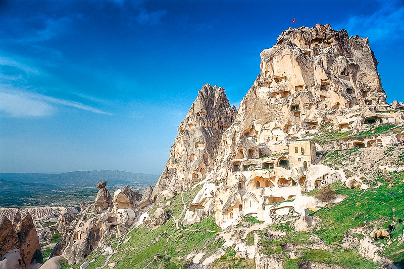 Rock formations and ancient cave dwellings of Cappadocia, Turkey, showcasing early Christian heritage
