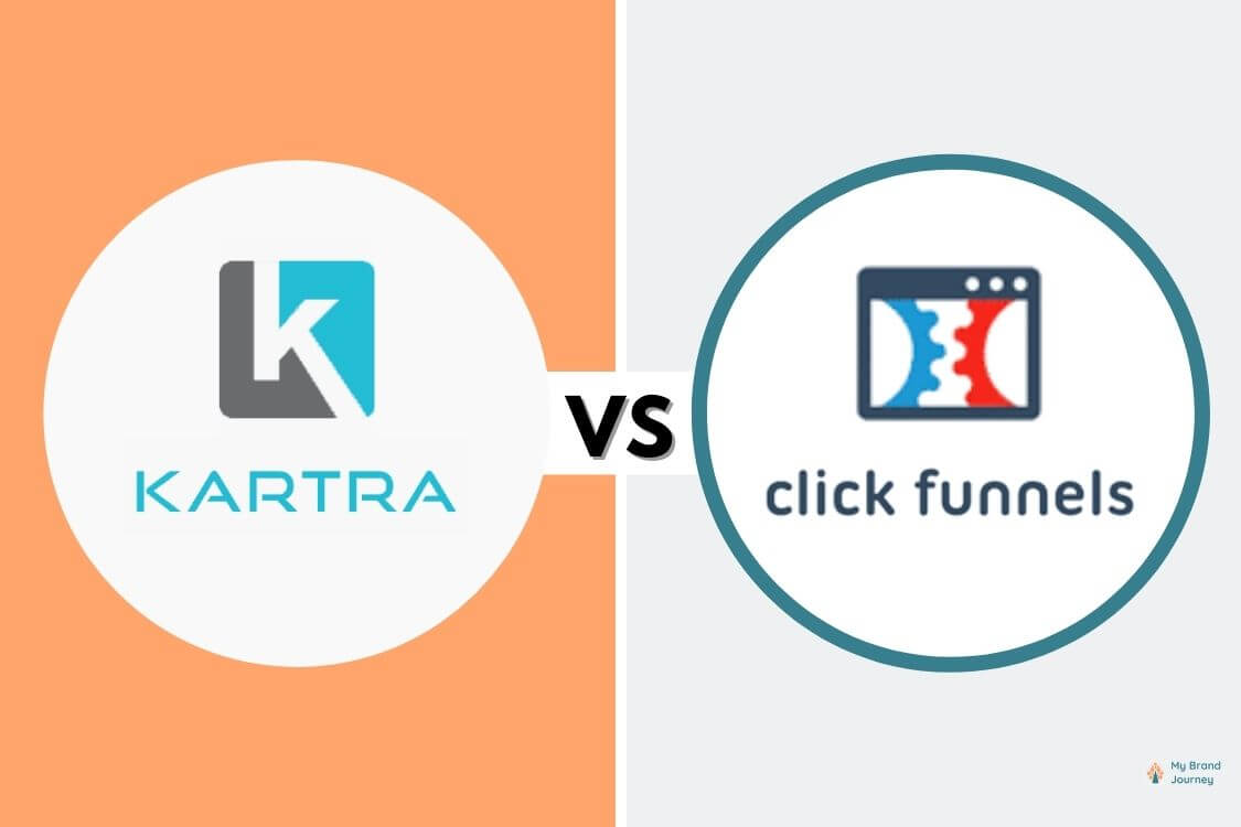 Logos of Kartra and ClickFunnels presented side by side with a 'vs' to indicate a sales funnel builder comparison