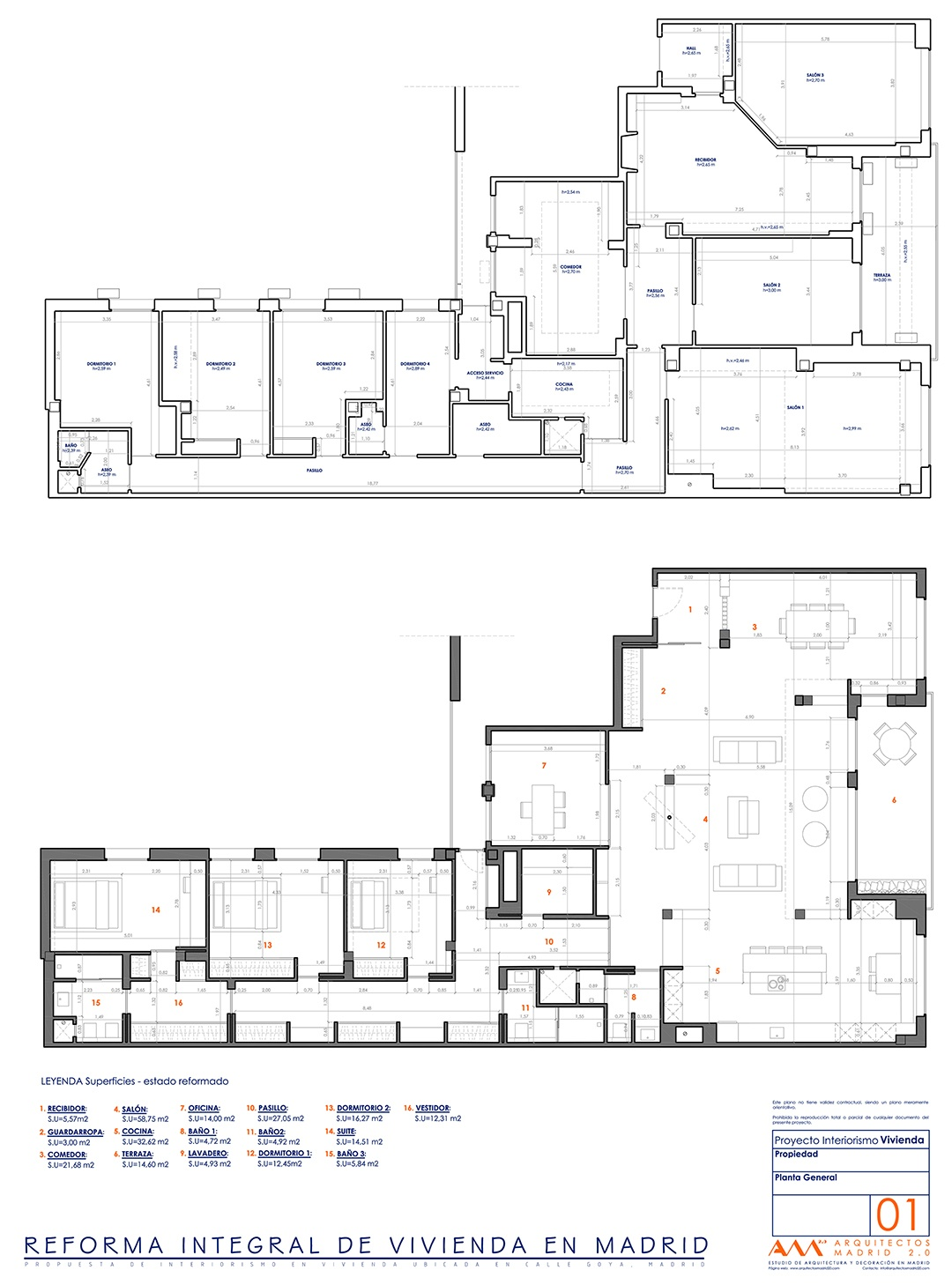 Architectural Floor Plans With Legend Detailing Room Names And Areas For A Residential Reform Project In Madrid