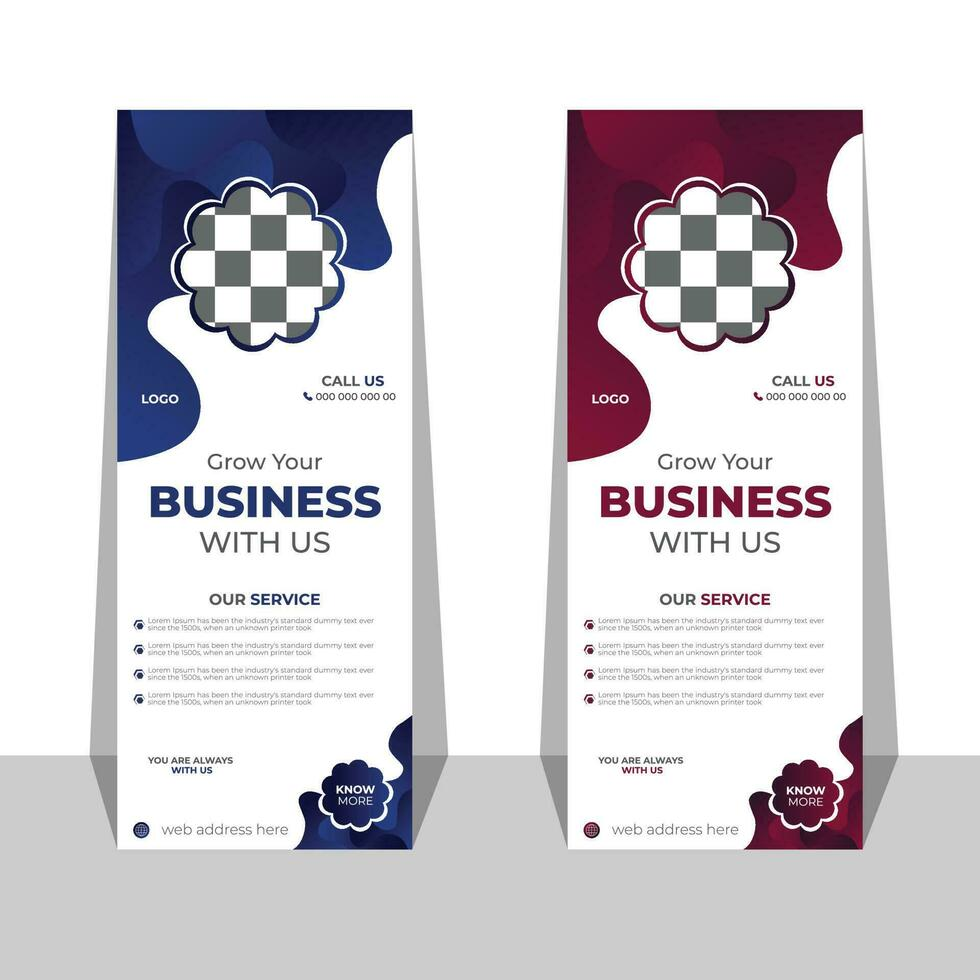 Collection of modern pull-up banner design examples for corporate and business applications featuring clean minimalist layouts, professional typography, and clear visual hierarchy suitable for trade shows and exhibitions