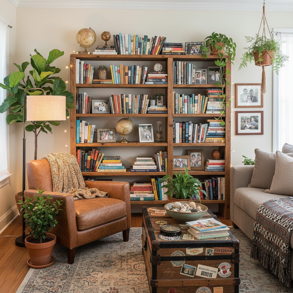 Sala con decoración personalizada acogedora y llena de vida