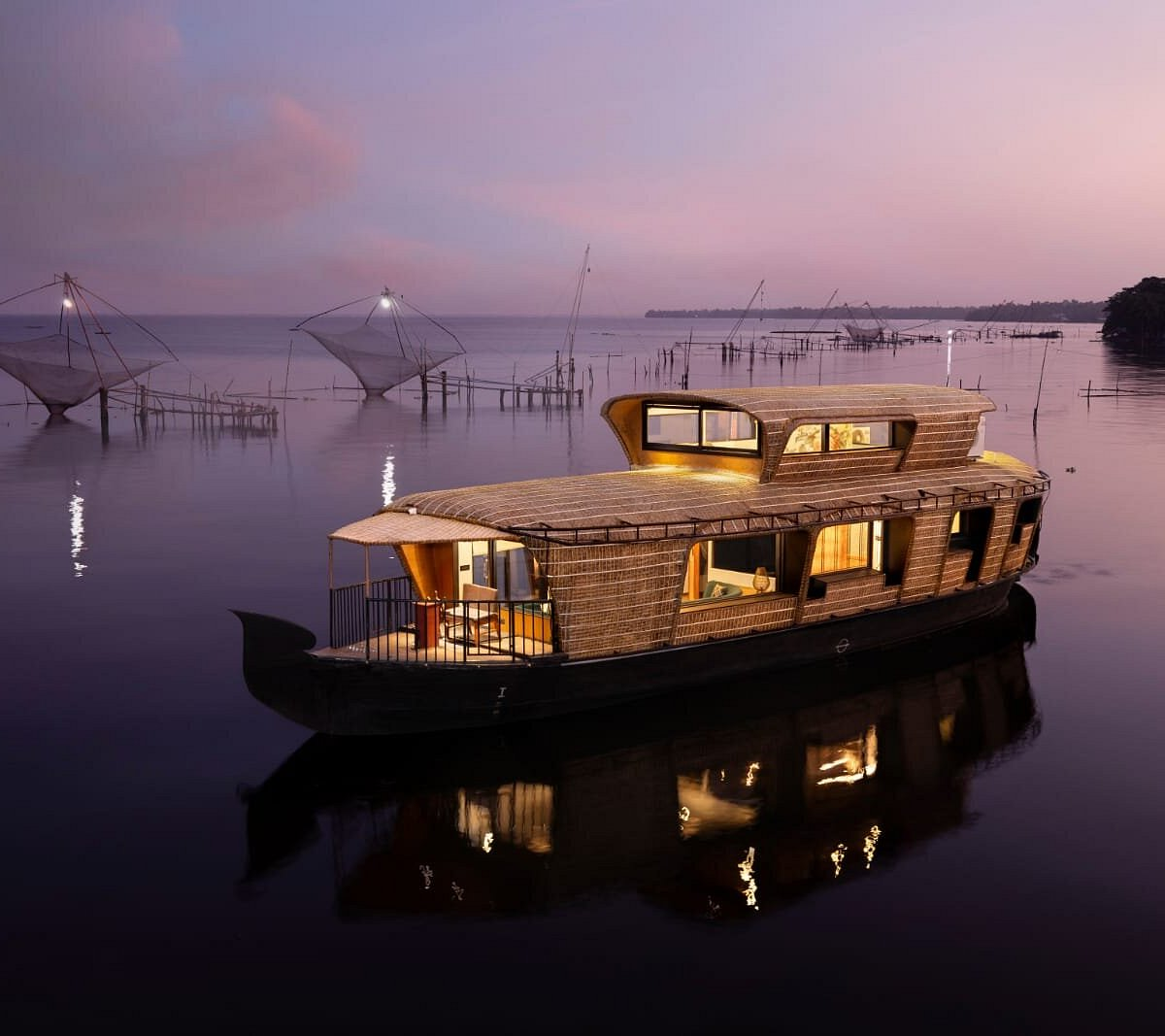 Houseboat at sunset