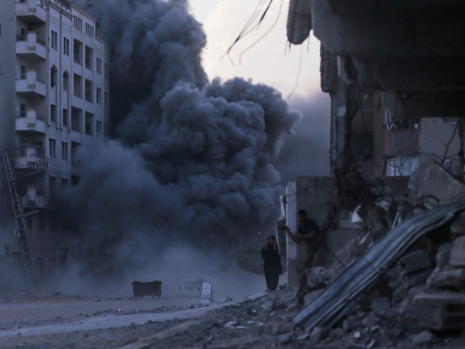Smoke billows from a heavily bombed area in Gaza City during the Israeli ground invasion in September 2025
