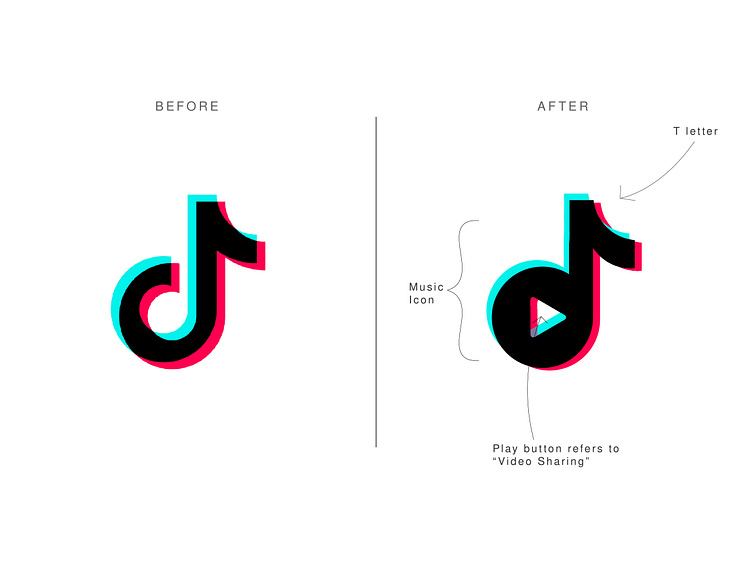 Comparison of the original and redesigned TikTok logos showing key design elements and symbolism