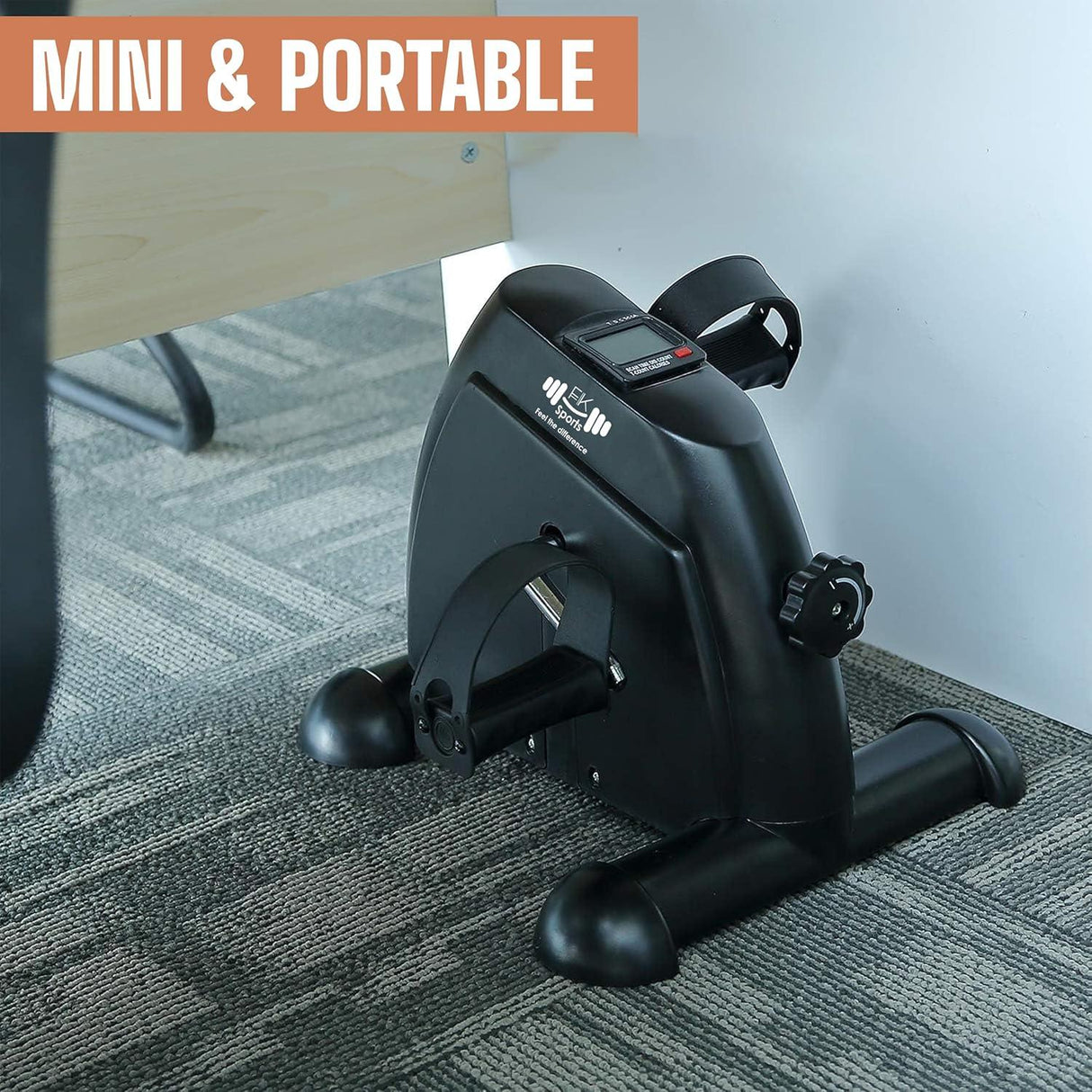 Portable mini exercise bike with LCD display ideal for desk workouts and home fitness routines