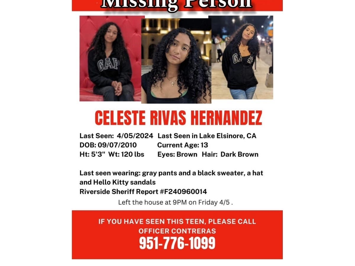 Missing person poster for Celeste Rivas Hernandez