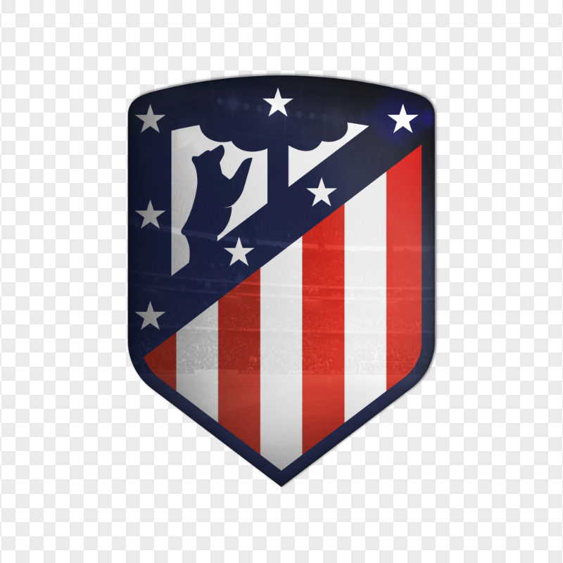 Stylized Atlético de Madrid football club logo featuring the bear and tree crest with red and white stripes