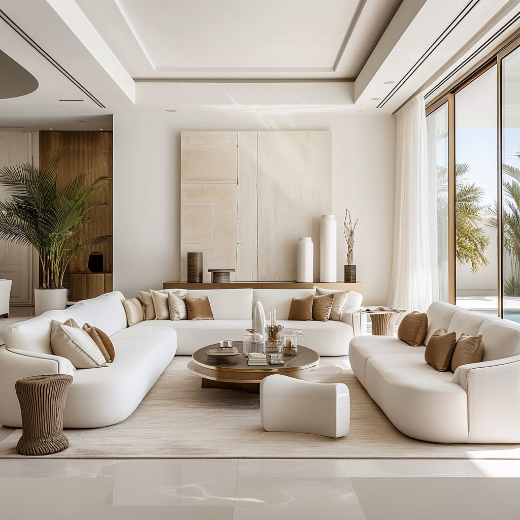 Modern minimalist living room showcasing clean and organized home interior design with neutral tones and natural light