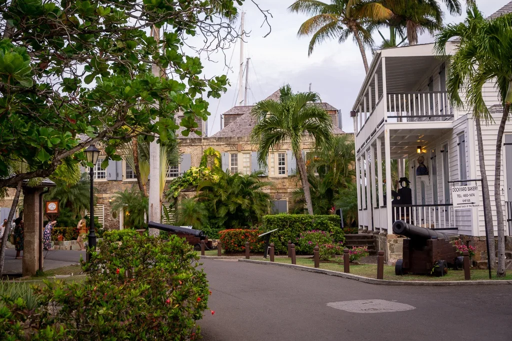 Nelson's Dockyard in Antigua showcasing historic colonial architecture and tropical surroundings