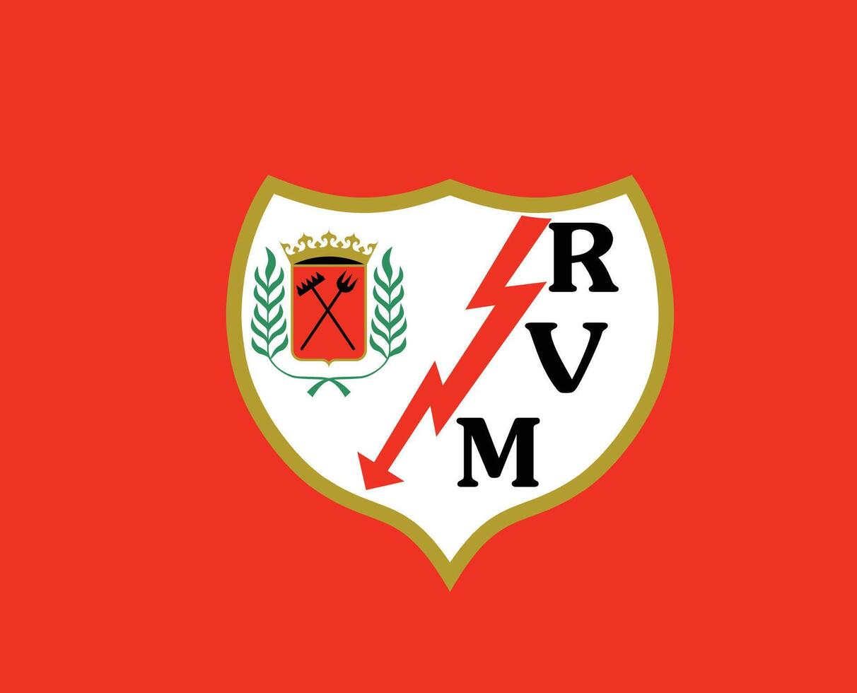 Official Rayo Vallecano football club crest with red lightning bolt and crossed tools emblem on a red background