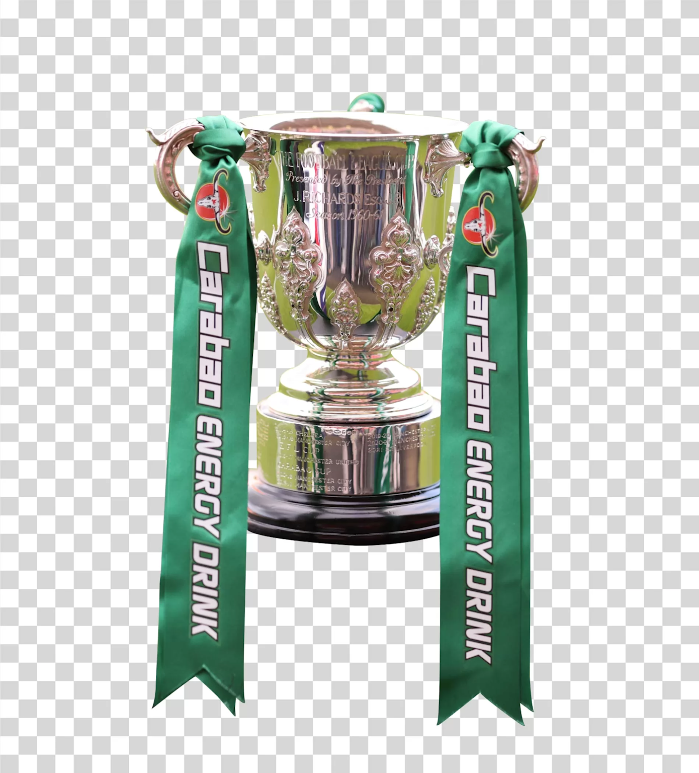 The Carabao Cup trophy awarded to the winner of England's EFL Cup competition, sponsored by Carabao Energy Drink