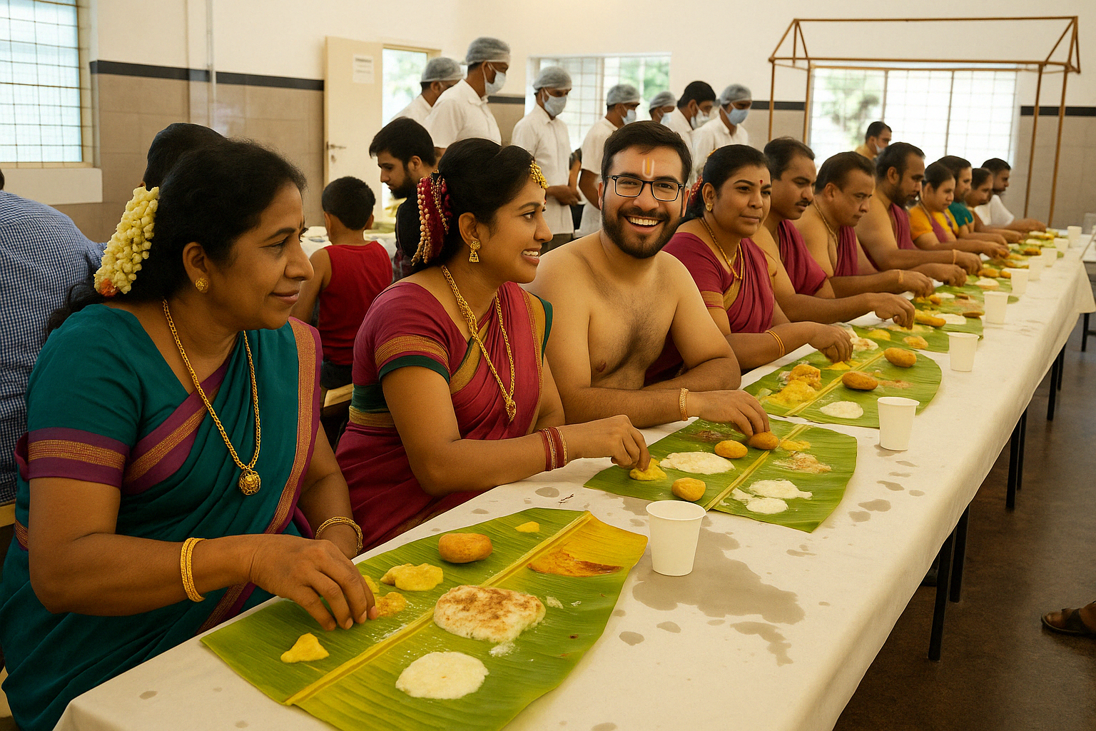 Traditional South Indian meal service