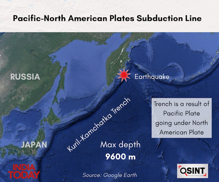 Карта Курило-Камчатской зоны субдукции