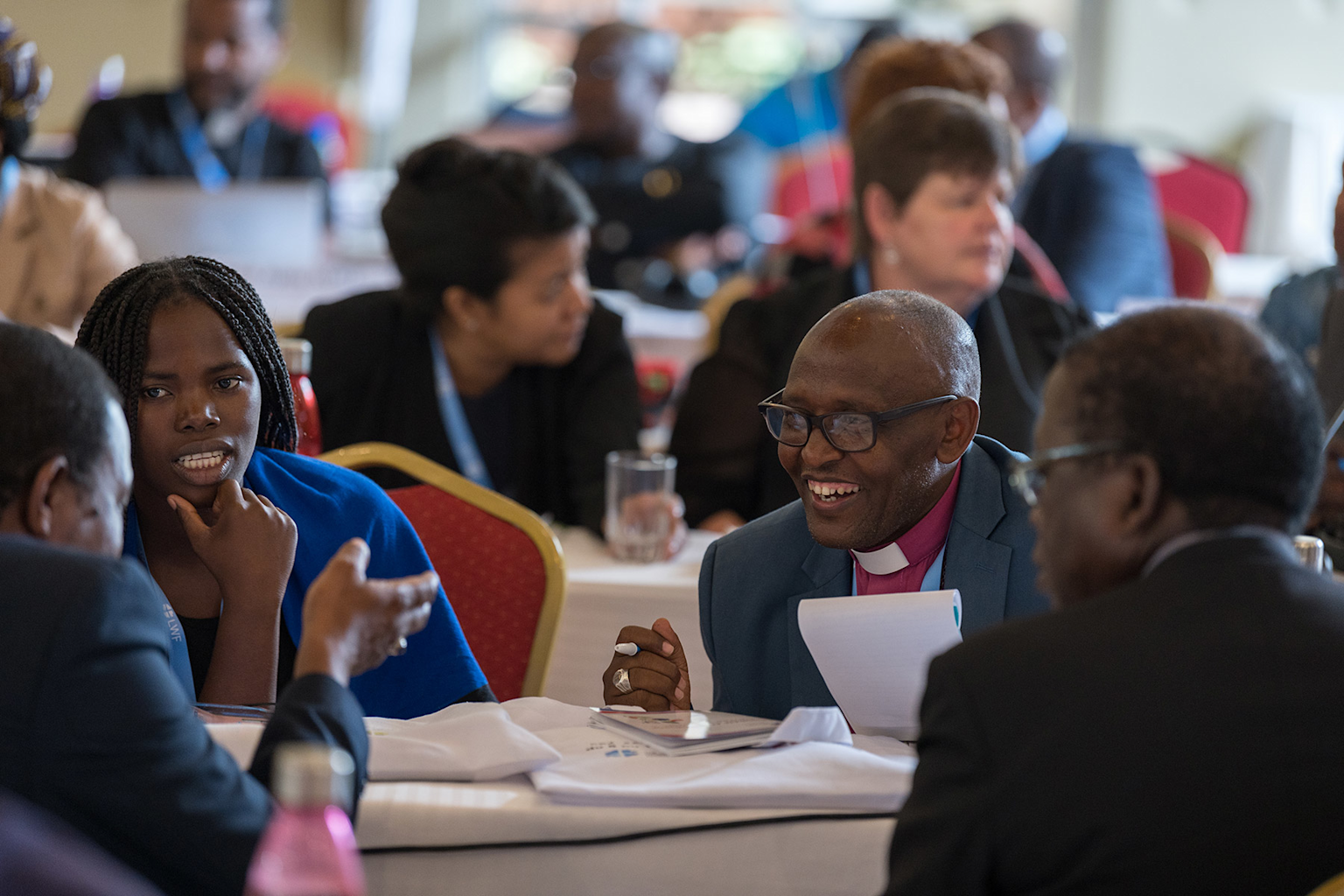 Religious leaders engaged in a political meeting in Africa discussing key issues