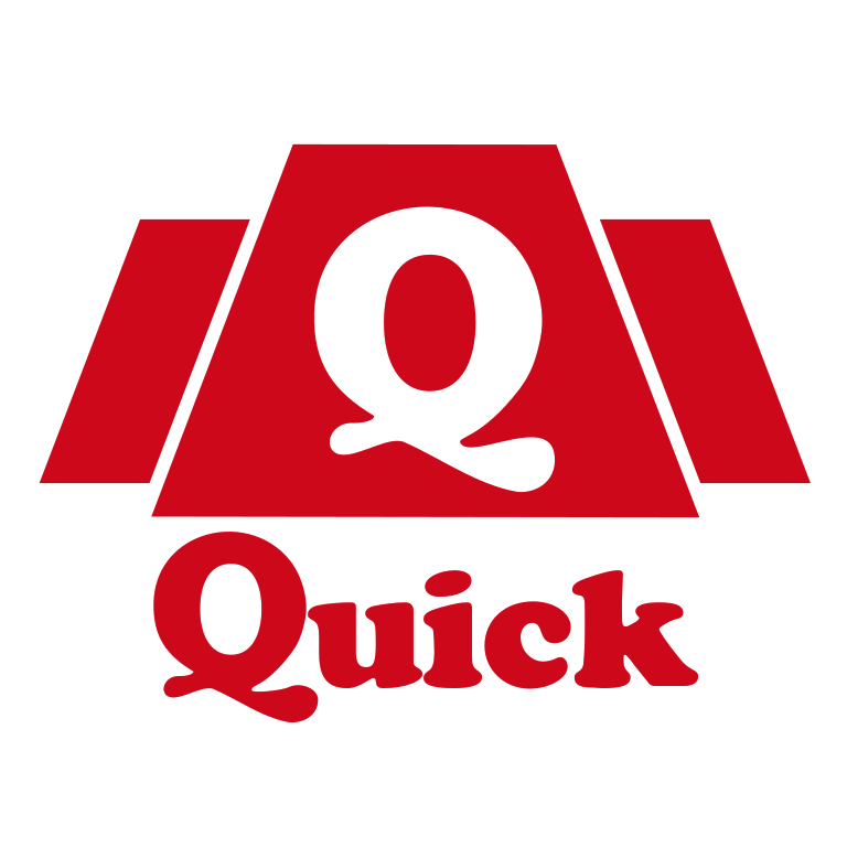 Quick restaurant logo from 1991 showing the brand's red 'Q' emblem and name