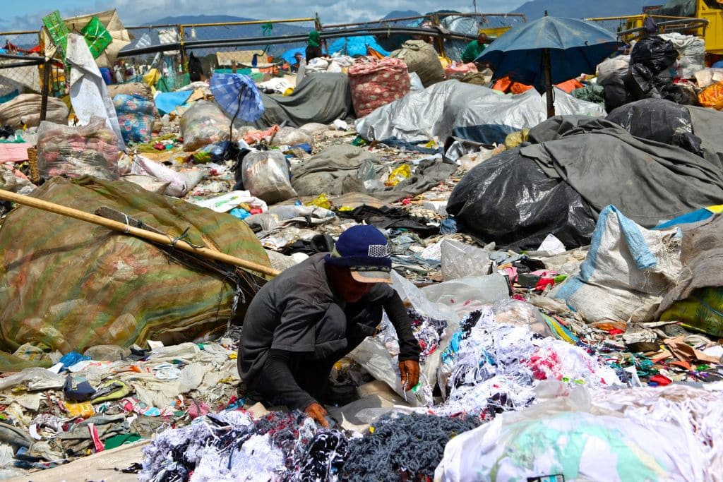 Landfill with plastic waste