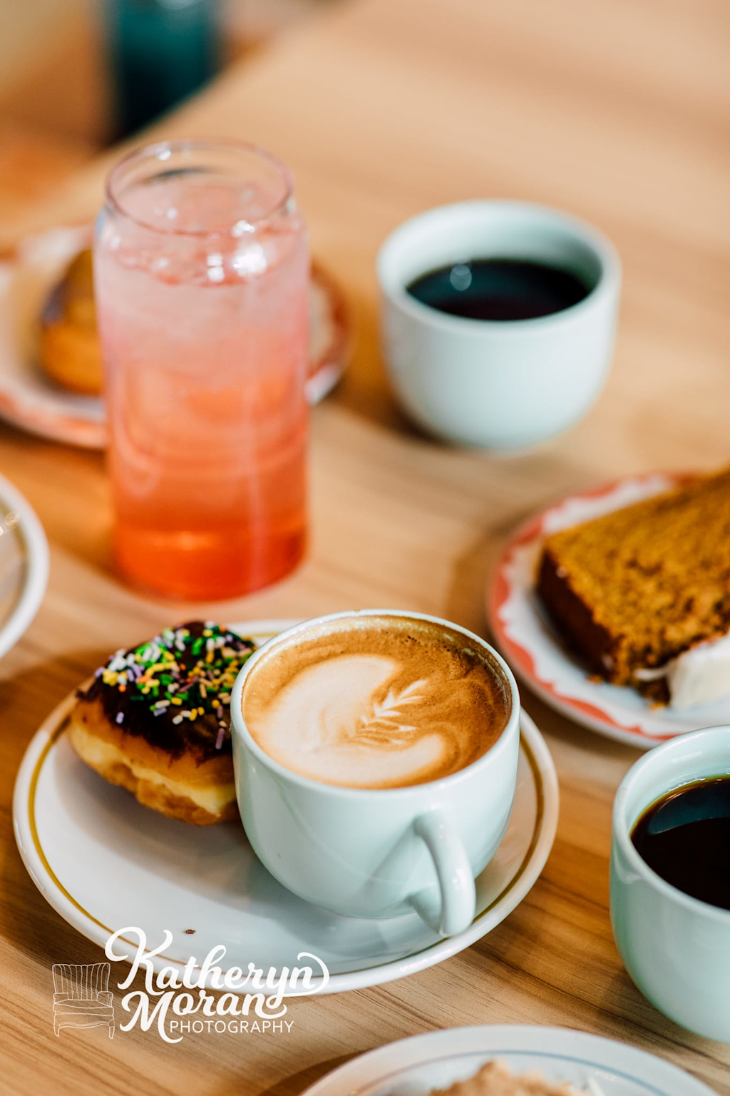 Cafe atmosphere with coffee and pastries