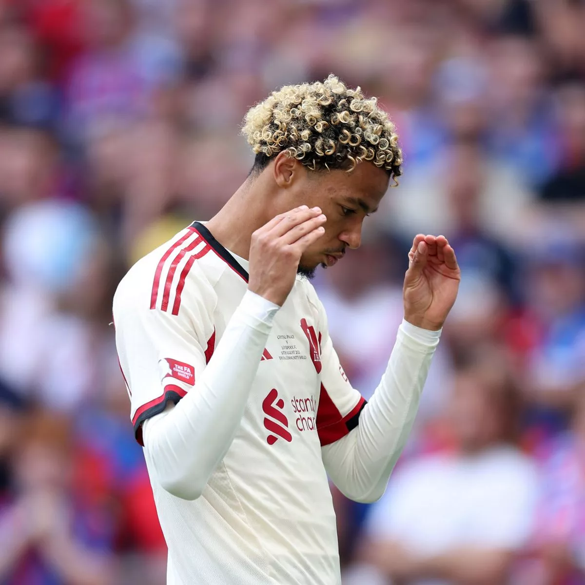 Liverpool player celebrating during a football match against Eintracht Frankfurt