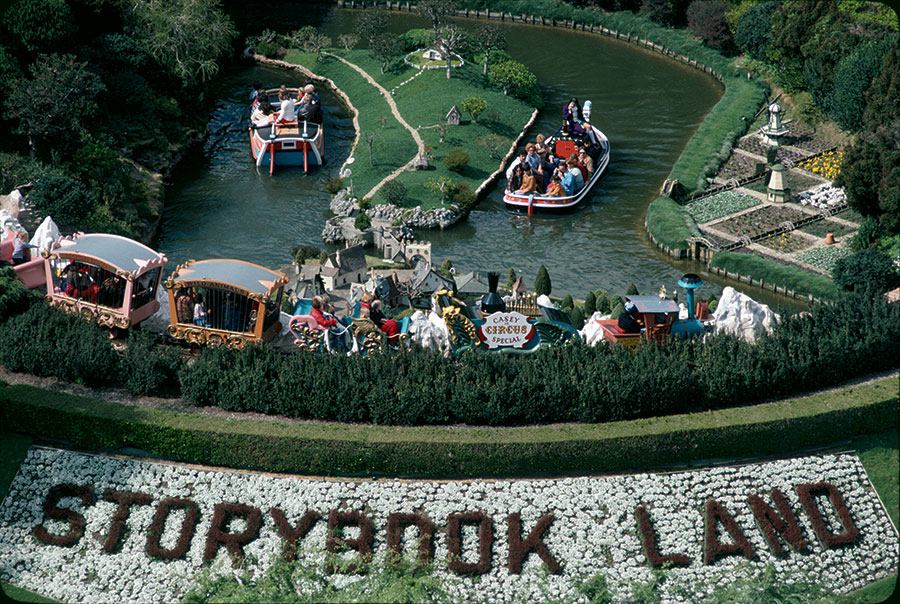 Storybook Land Canal Boats ride with miniature villages and peaceful canals at Disneyland.