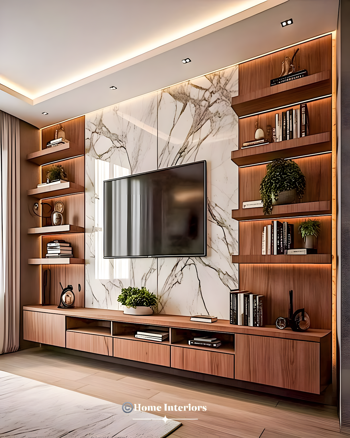 Luxe TV Unit with Marble