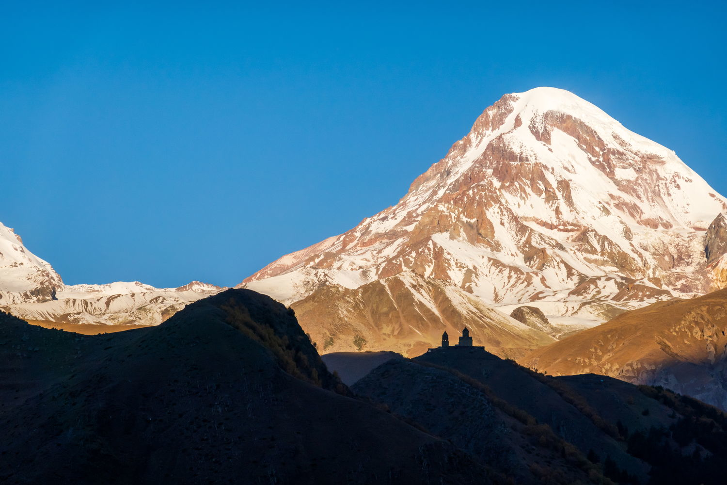 Mount Kazbek snow-covered peak