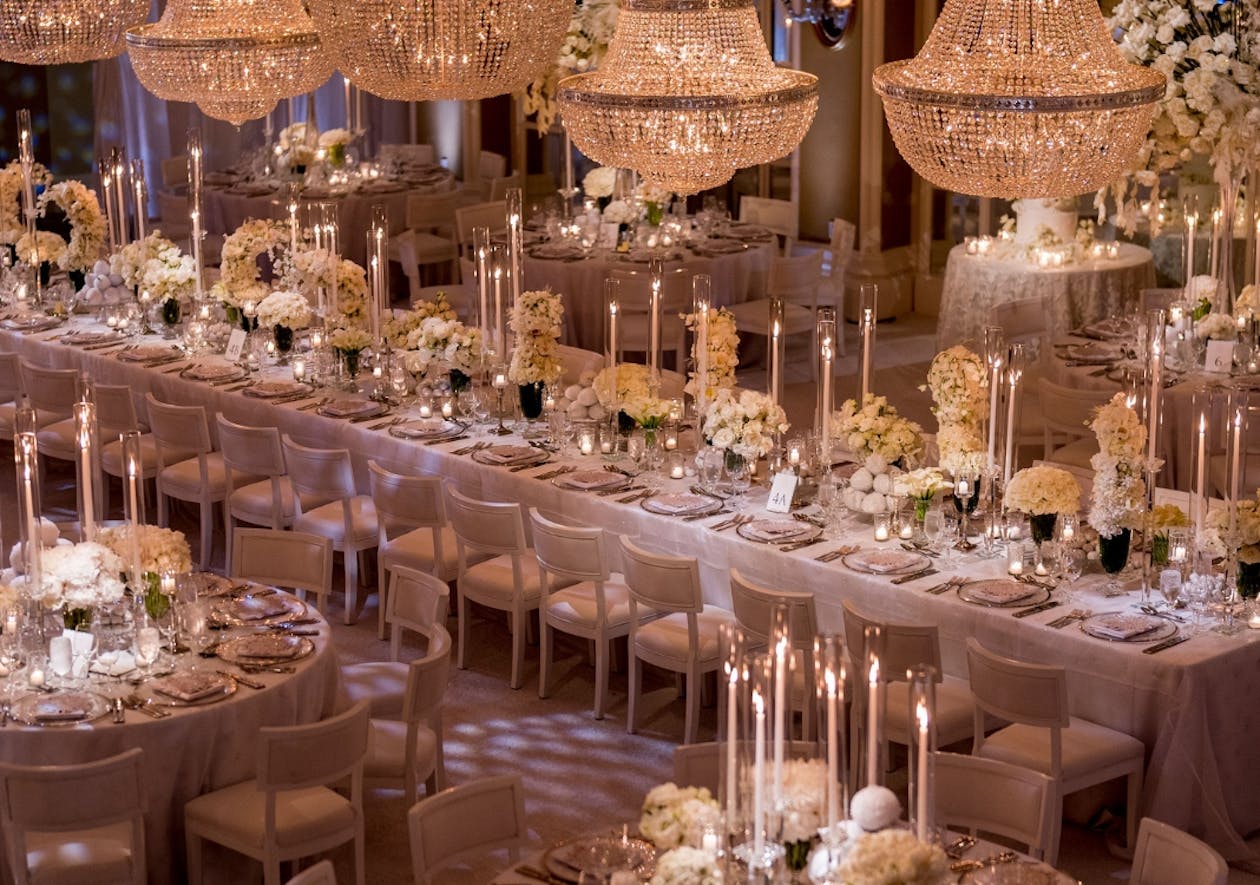 Luxury wedding reception venue with elegant decor