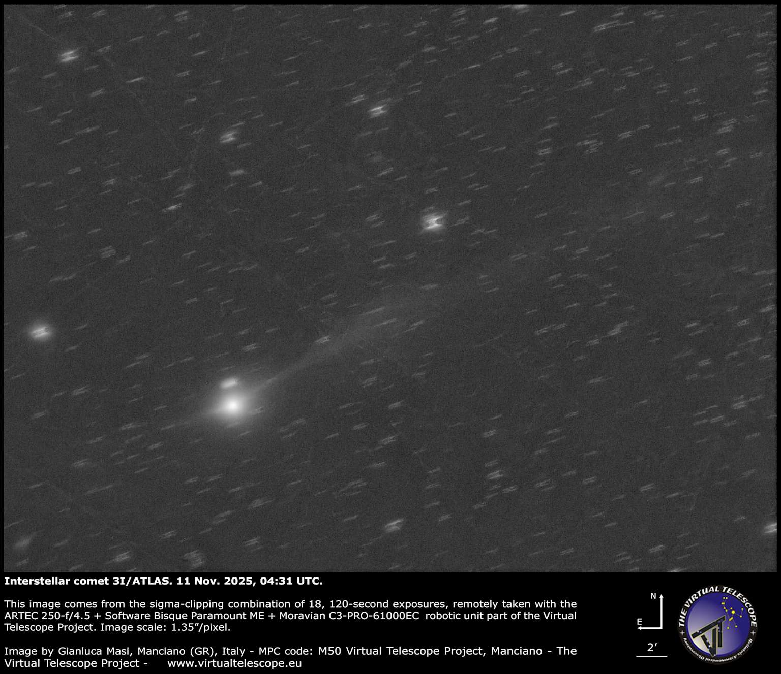 Interstellar comet 3I/ATLAS observation