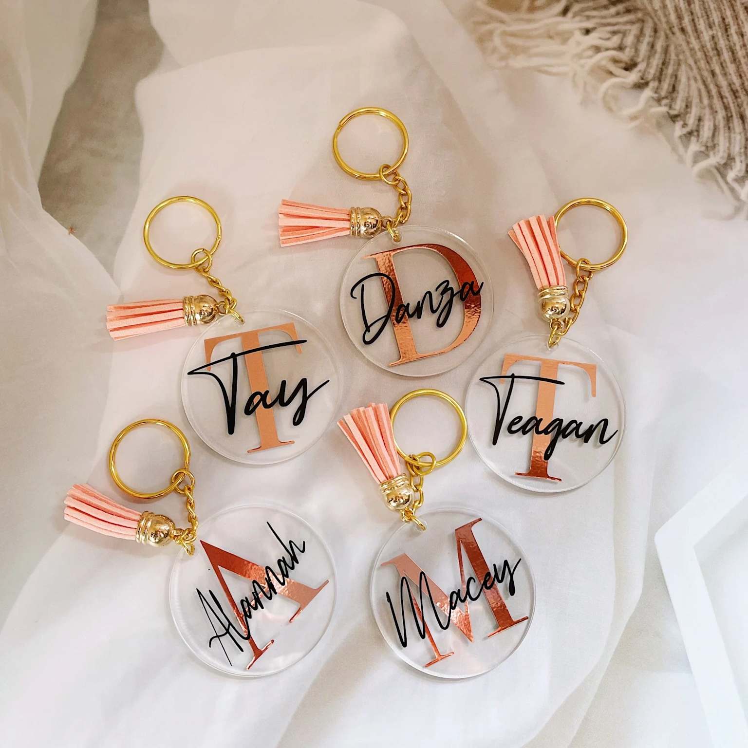 Metallic Copper Engraved Keychains