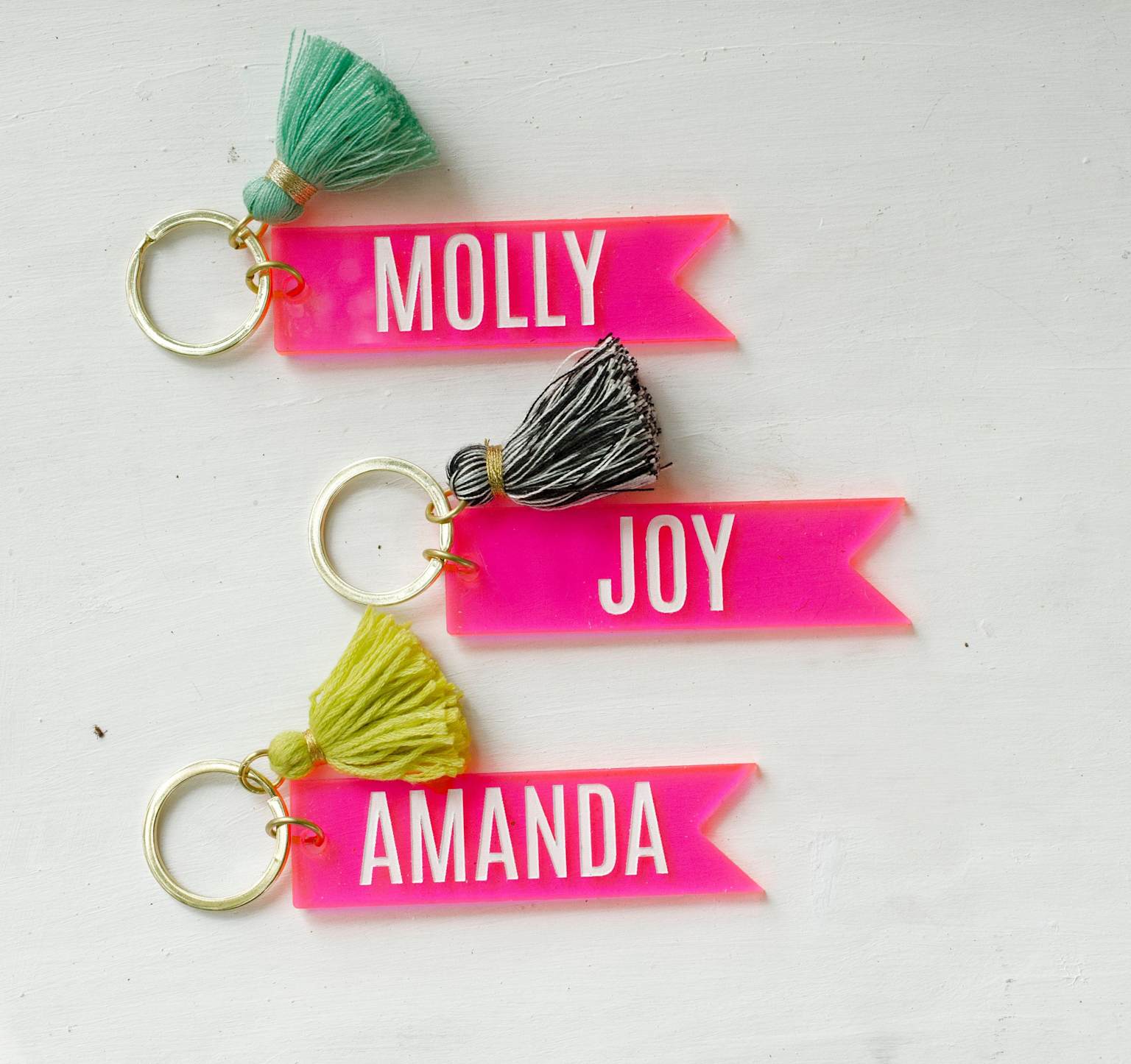 Pink Flag Name Keychains