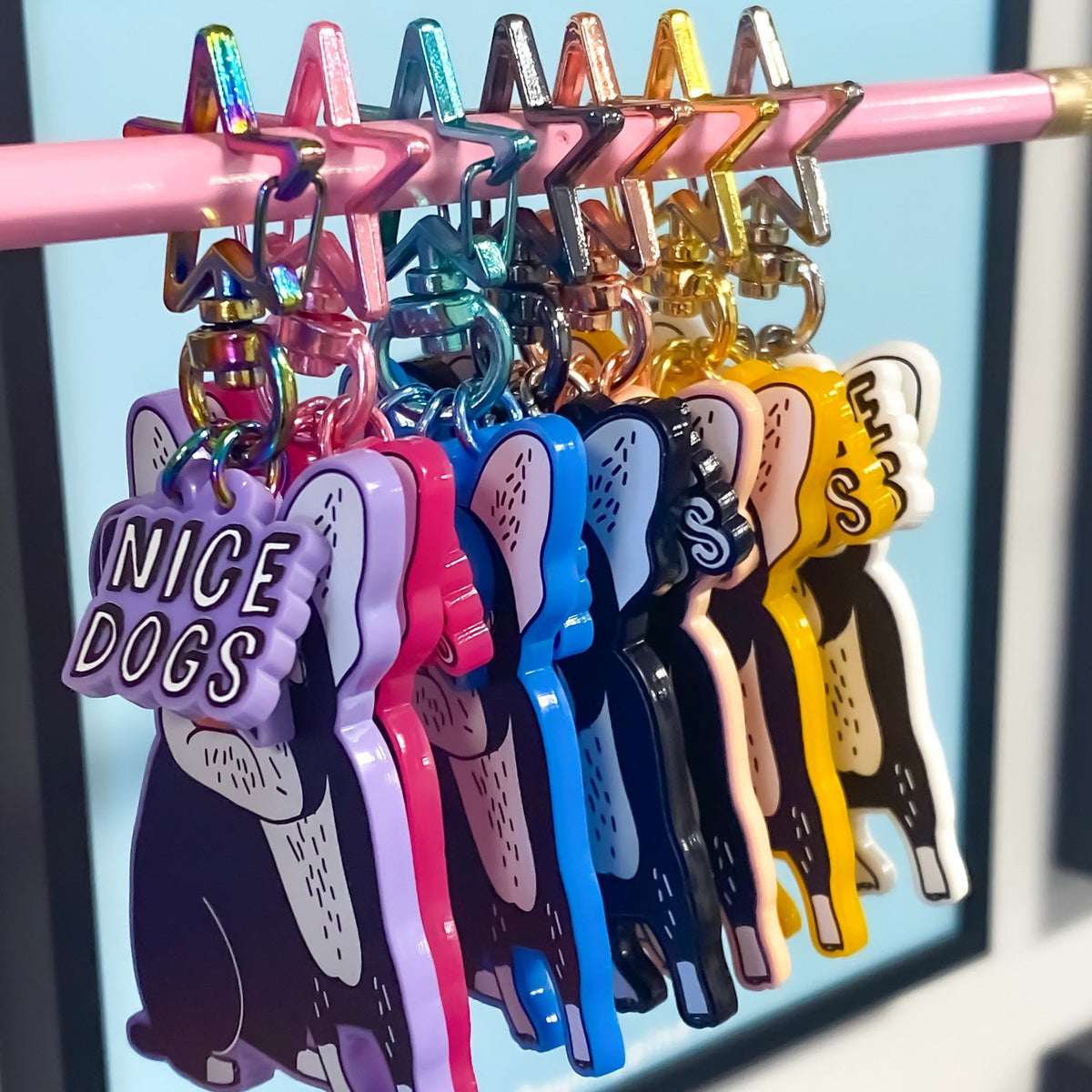 Colorful Dog Design Keychains