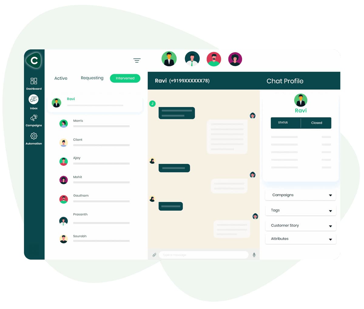 WHATCRM Dashboard Interface