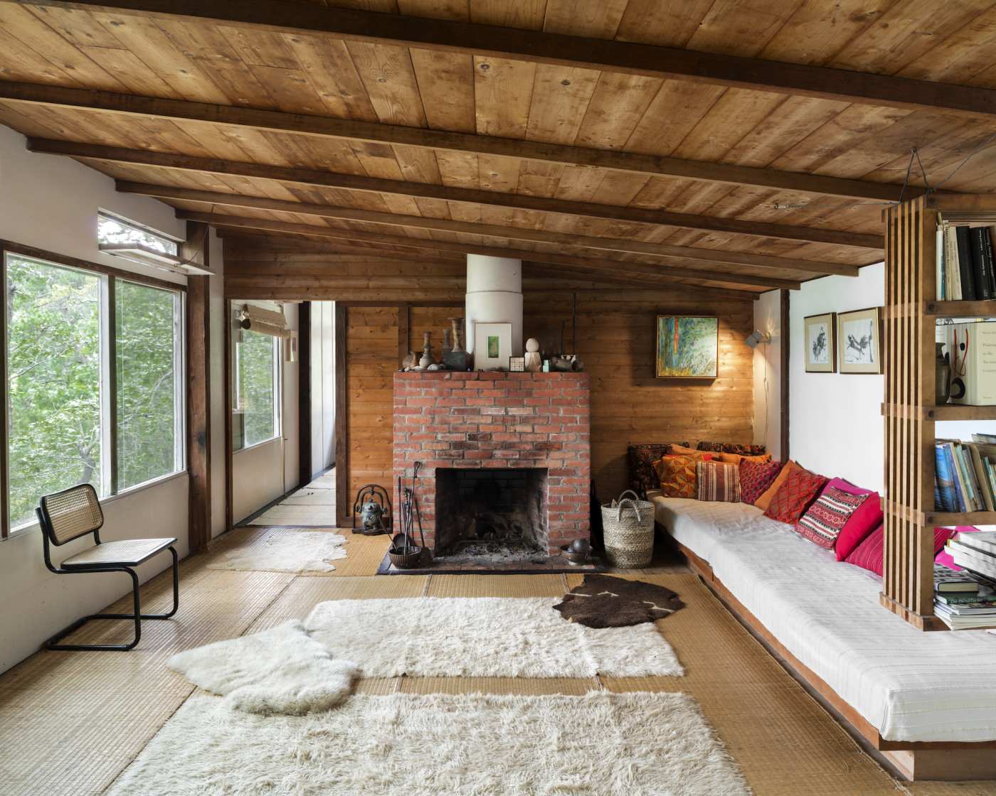 Breuer interior wood and brick